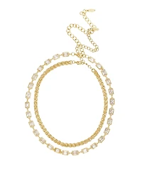 Ettika Double The Trouble Crystal and 18K Gold Chain Women's Necklace Set