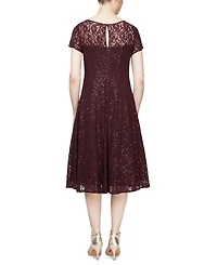 Sl Fashions Sequined Lace Midi Dress
