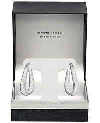And Now This Crystal & Out Teardrop Hoop Earrings Silver Plate, Gold-Plate or Rose Gold Plate