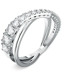 Swarovski Silver-Tone Crystal Twist Double-Row Ring
