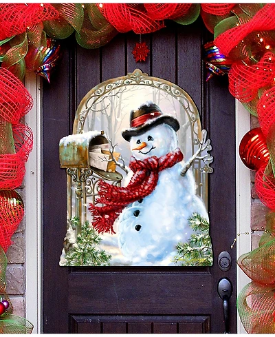 Designocracy by Dona Gelsinger Seasons-Greetings Snowman Wall and Door Hanger