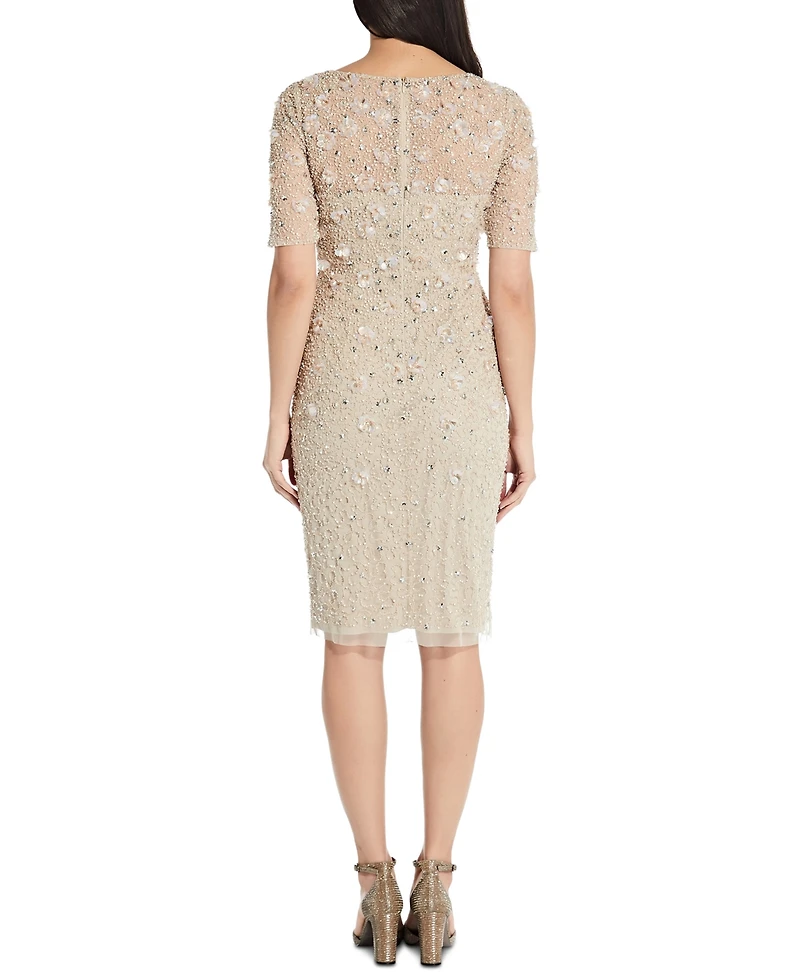 Adrianna Papell Beaded Floral Sheath Dress