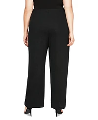 Alex Evenings Plus Size Metallic-Knit Straight-Leg Pants