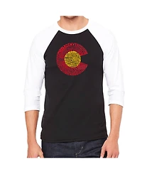 La Pop Art Colorado Men's Raglan Word T-shirt