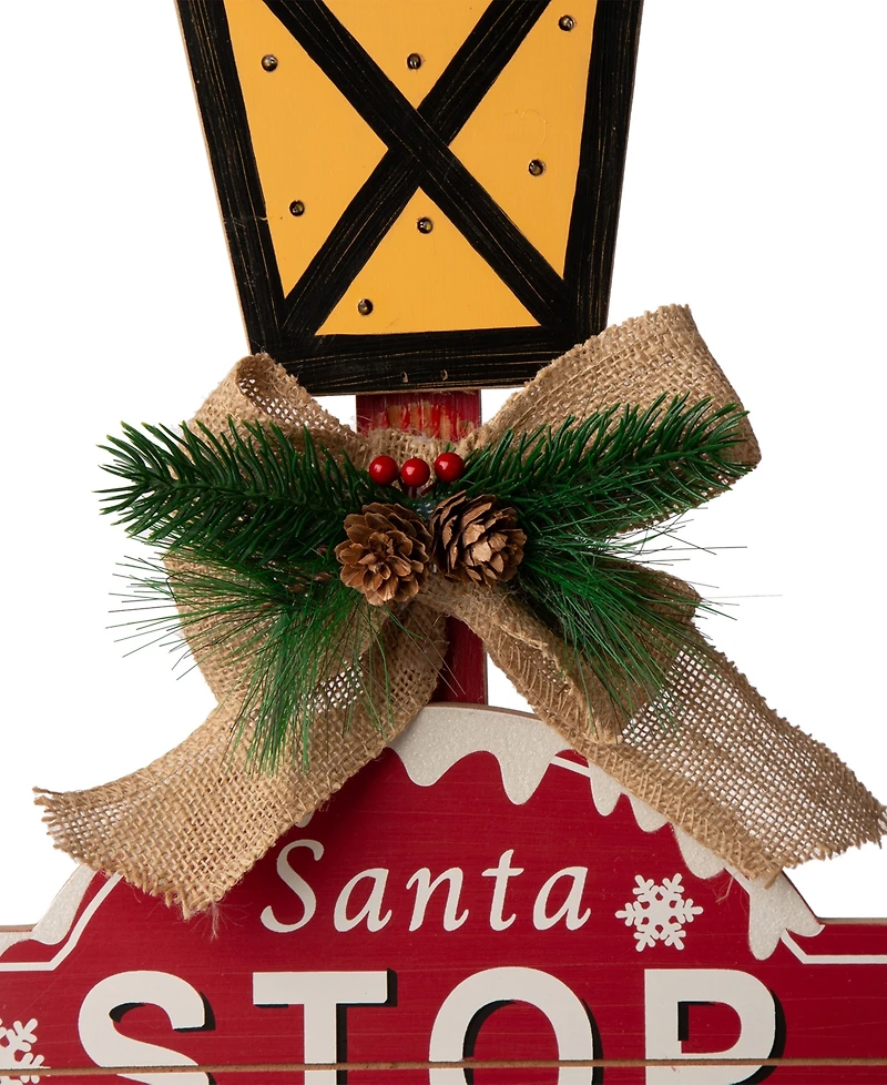 Glitzhome Wooden Christmas Yard Stake with Led Light