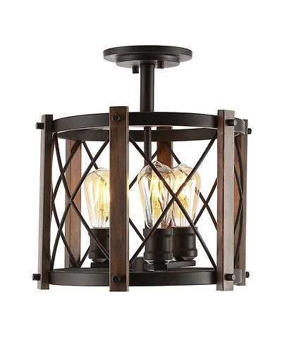 Ferme Iron Rustic Farmhouse Led Flush Mount