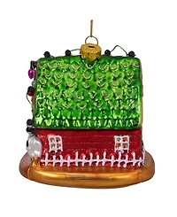 Northlight Festive and Barn with Roof Glass Christmas Ornament