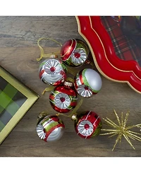 Northlight 6 Count and 2-Finish Retro Reflector Christmas Ball Ornaments