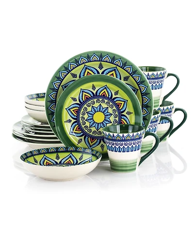 Elama Zen Mozaik Green 16 Pc. Dinnerware Set, Service for 4
