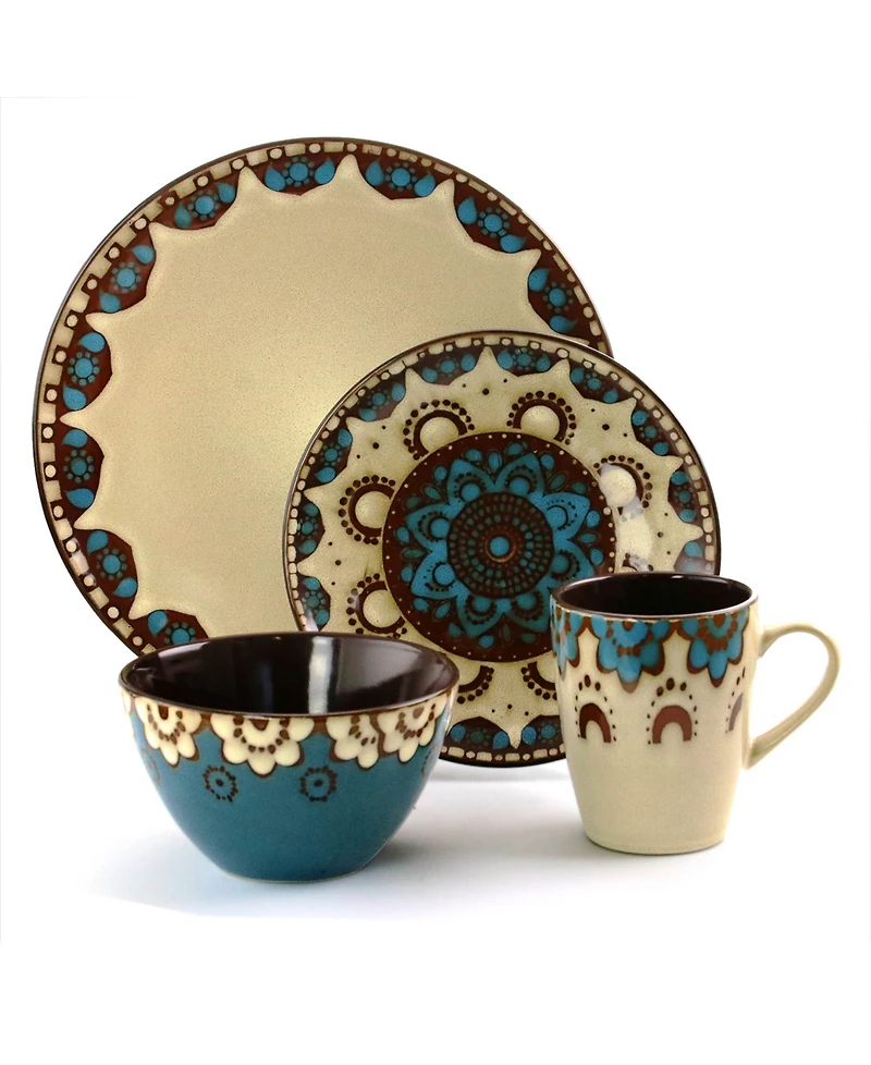 Elama Clay Heart 16 Pc. Dinnerware Set, Service for 4