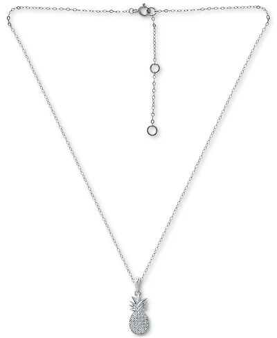 Giani Bernini Cubic Zirconia Pineapple Pendant Necklace in Sterling Silver, 16" + 2" extender, Created for Macy's