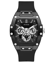 Guess Men's Phoenix Black Silicone Strap Watch 43mm