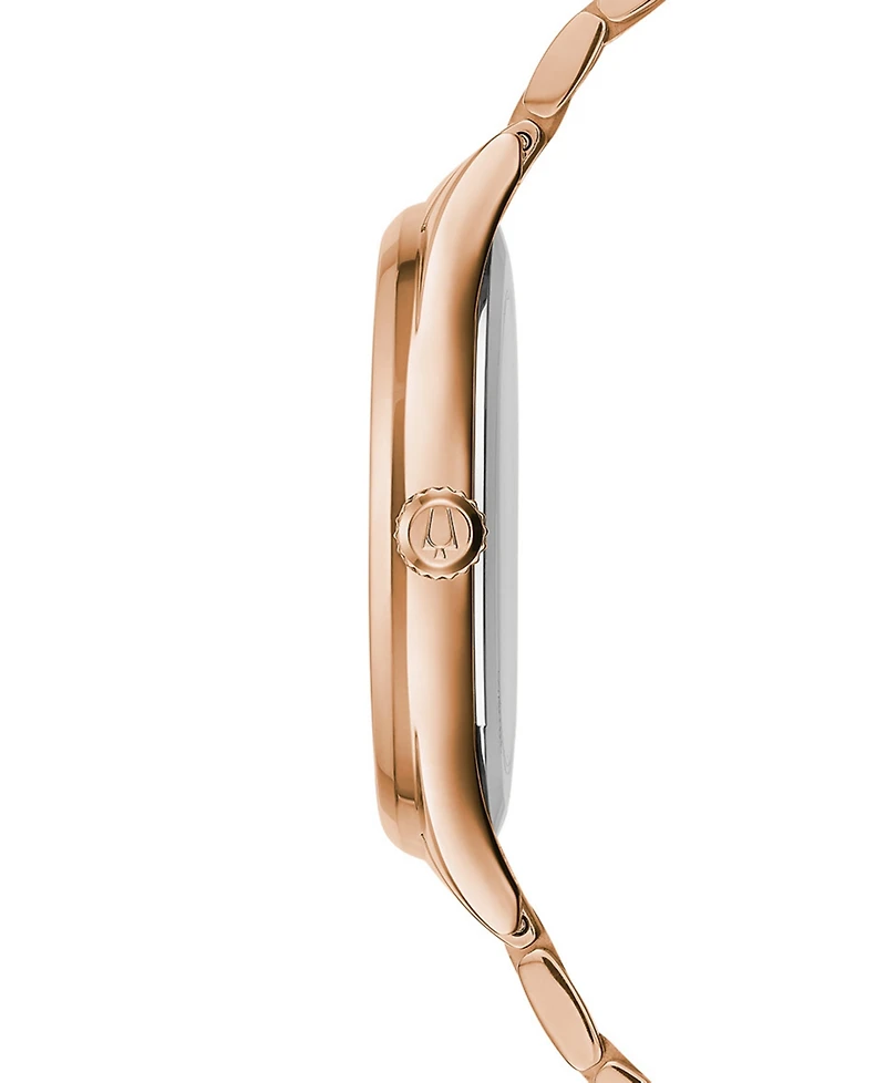 Bulova Women's Classic Diamond-Accent Rose Gold-Tone Stainless Steel Bracelet Watch 36mm
