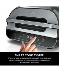 Ninja Foodi Smart Xl 6-in-1 Indoor Grill with 4-Quart Air Fryer, Roast, Bake, Dehydrate, Broil, and Smart Cook System, FG551