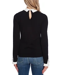 CeCe Women's Peter-Pan Collar Pullover Long Sleeve Sweater