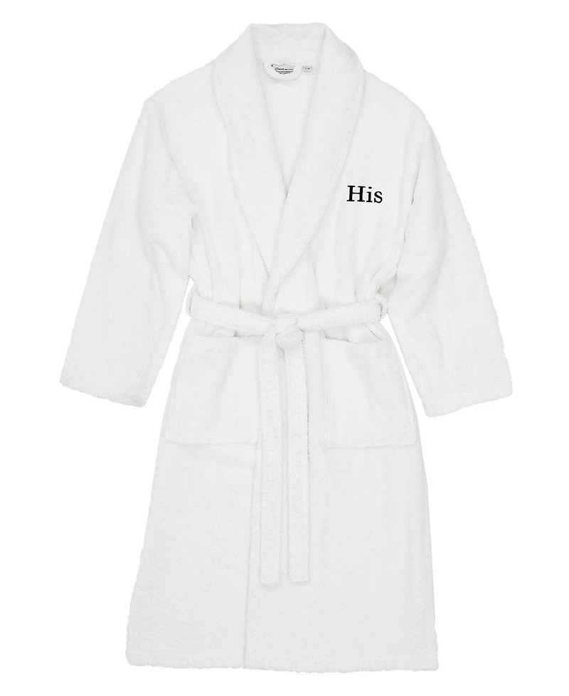 Linum Home Bookman Font Turkish Cotton Embroidered His Terry Bathrobe