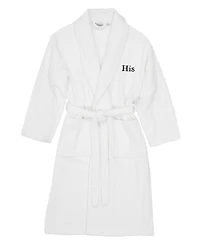 Linum Home Bookman Font Turkish Cotton Embroidered His Terry Bathrobe