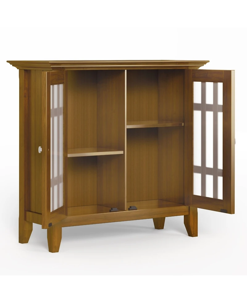 Simpli Home Bedford Solid Wood Low Storage Media Cabinet