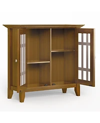 Simpli Home Bedford Solid Wood Low Storage Media Cabinet
