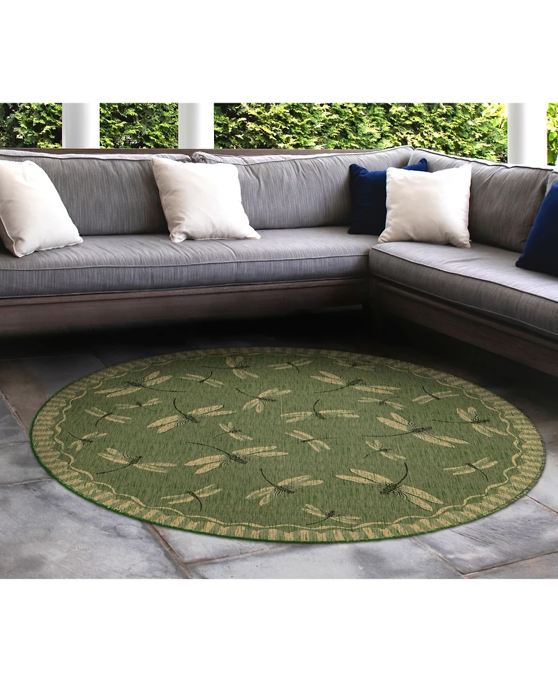 Liora Manne' Carmel Dragonfly 7'10" x 7'10" Round Rug