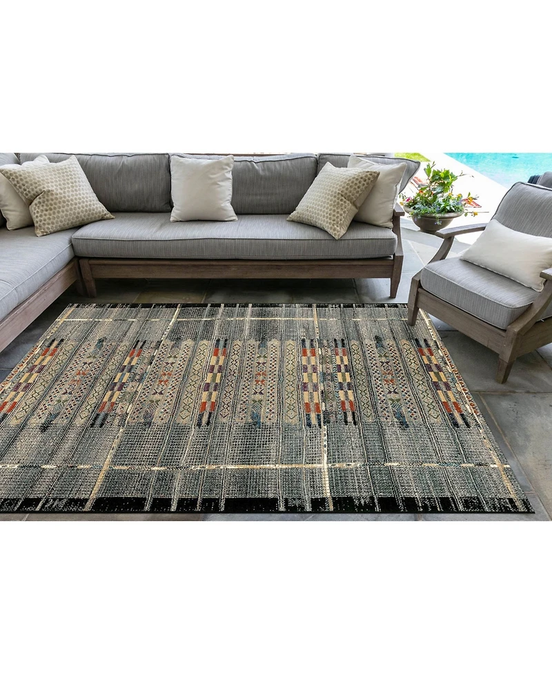 Liora Manne' Marina Tribal Stripe 4'10" x 7'6" Outdoor Area Rug
