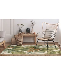 Liora Manne' Marina Tropical Leaf Cream 4'10" x 7'6" Outdoor Area Rug