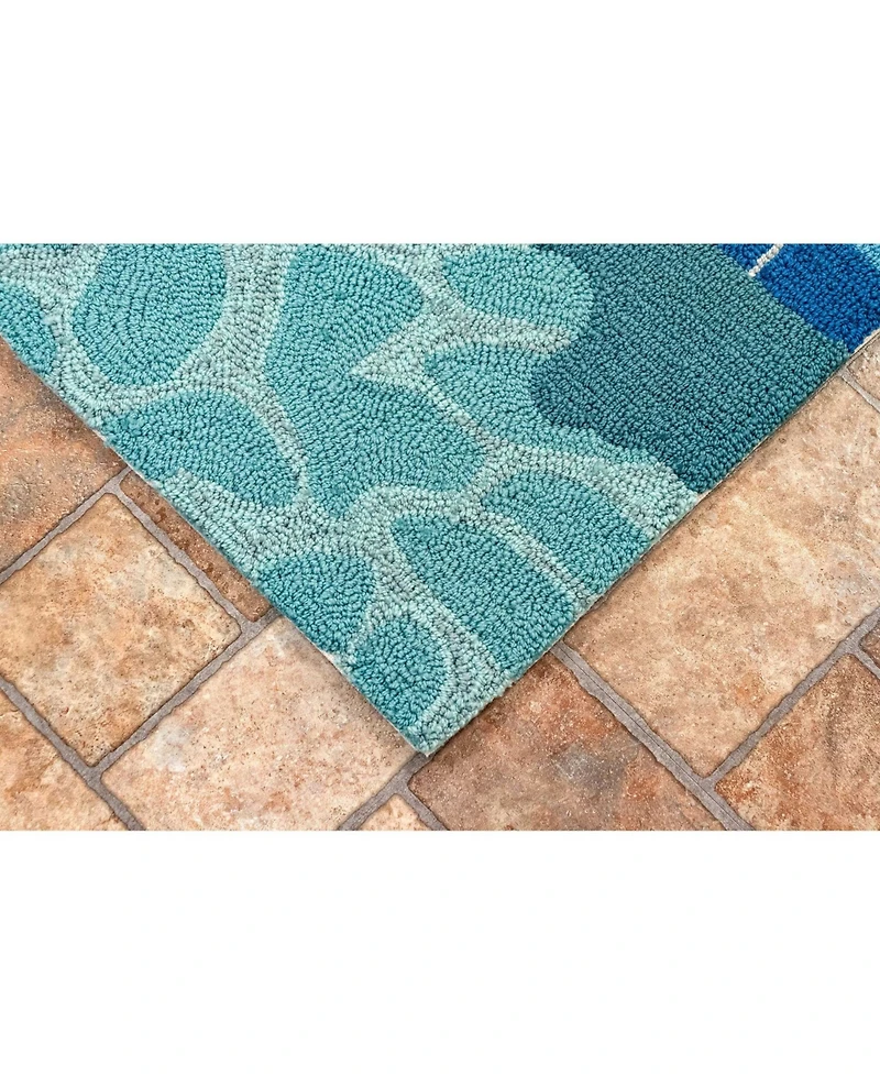 Liora Manne' Frontporch Poolside Aqua 2'6" x 4' Outdoor Area Rug