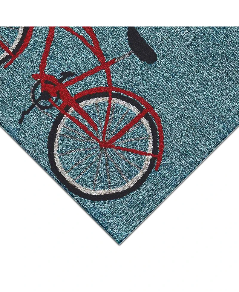 Liora Manne' Frontporch Bike Ride Blue 2' x 3' Outdoor Area Rug