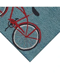 Liora Manne' Frontporch Bike Ride Blue 2' x 3' Outdoor Area Rug