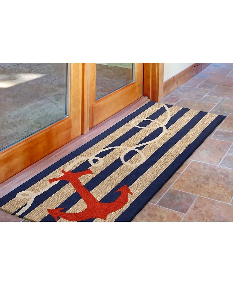 Liora Manne' Frontporch Anchor Blue 2' x 5' Runner Rug