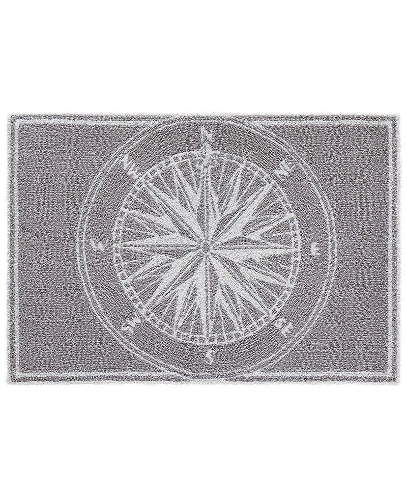 Liora Manne' Frontporch Compass Black and Gray 2' x 3' Outdoor Area Rug