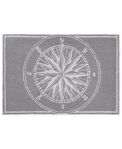 Liora Manne' Frontporch Compass Black and Gray 2' x 3' Outdoor Area Rug