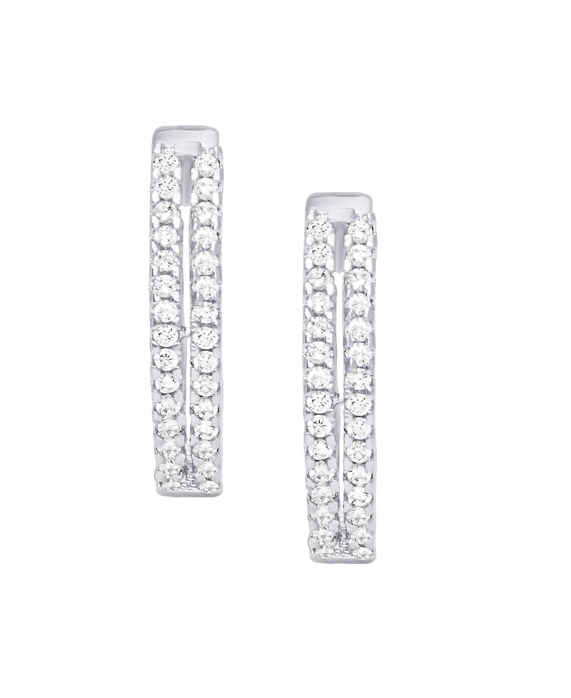Macy's Cubic Zirconia 2-Row Hoop Earrings