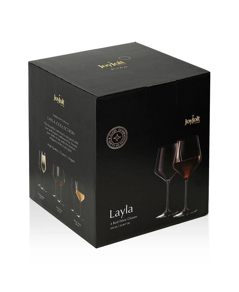 JoyJolt Layla Red Wine Glasses, Set of 4