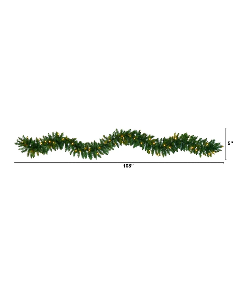 Nearly Natural Christmas Pine Artificial Garland with 50 Warm Led Lights