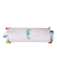 Levtex Beach Walk Seahorse Embroidered Neckroll Decorative Pillow, 7" x 18"
