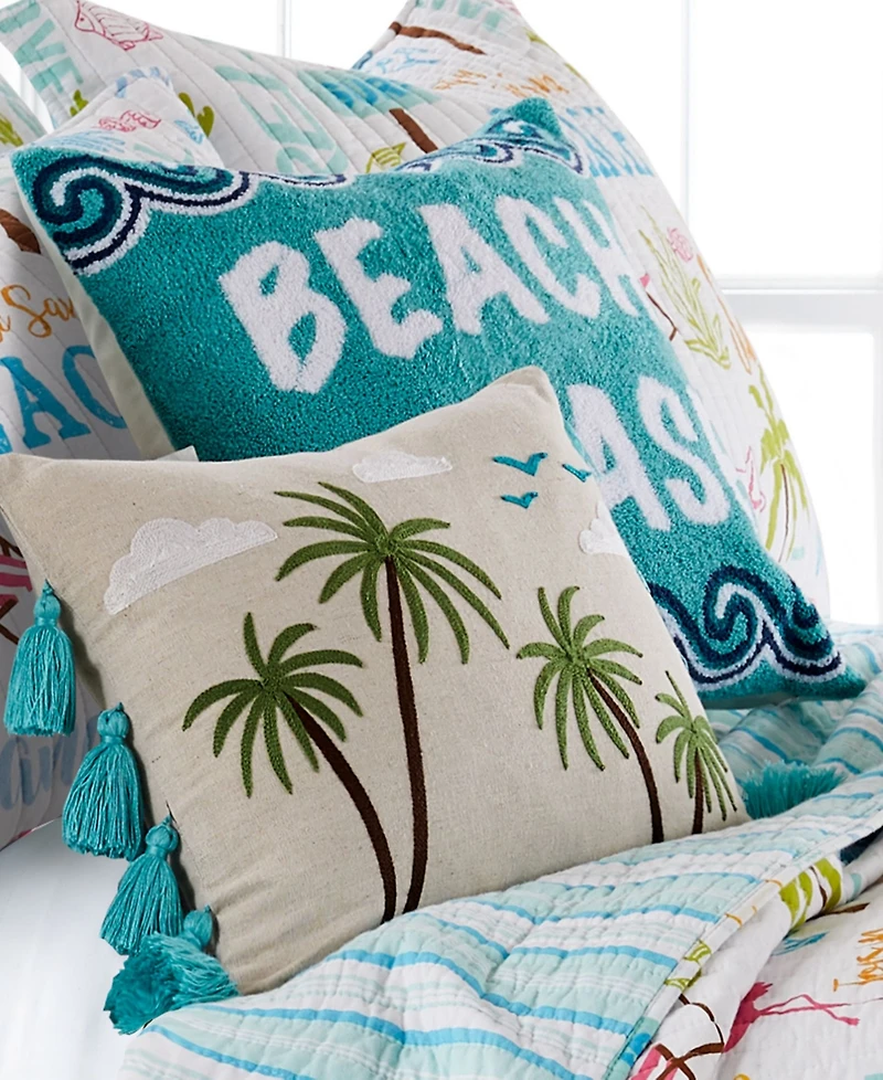 Homthreads Beach Days Beach Please Decorative Pillow, 18" x 18"