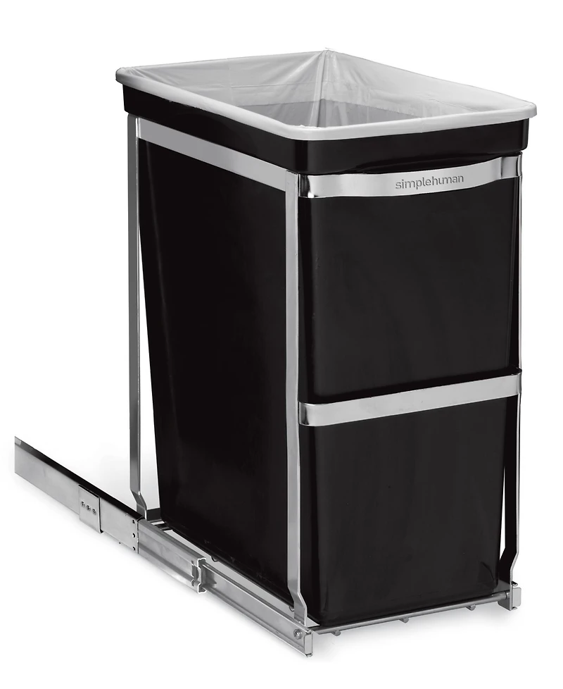 simplehuman 30 Liter Under Counter Pull-Out Kitchen Trash Can, Heavy-Duty Steel Frame
