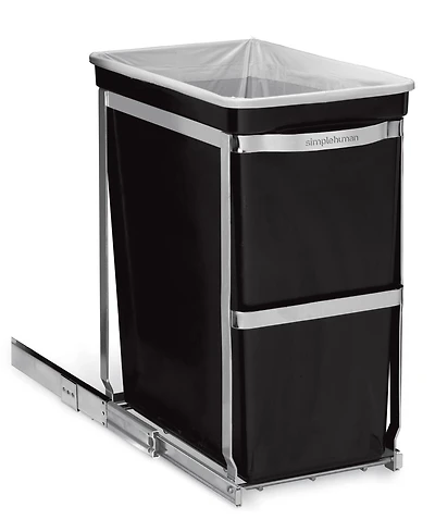 simplehuman 30 Liter Under Counter Pull-Out Kitchen Trash Can, Heavy-Duty Steel Frame