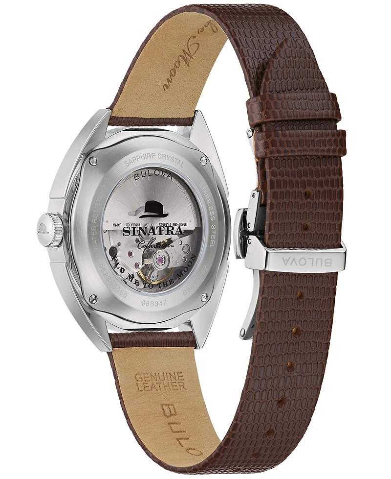 Bulova Men's Frank Sinatra Automatic Brown Leather Strap Watch 39mm