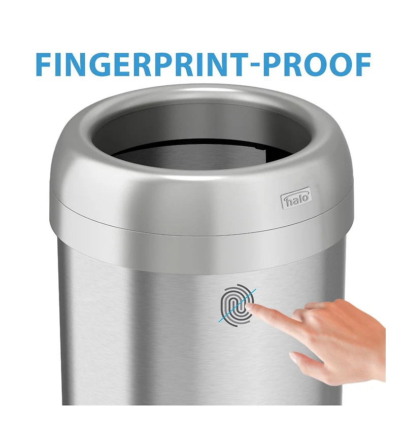 iTouchless 16 Gallon / 61 Liter Stainless Steel Round Open Top Kitchen Trash Can with Dual Odor Filters
