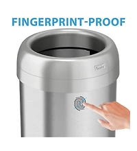 iTouchless 16 Gallon / 61 Liter Stainless Steel Round Open Top Kitchen Trash Can with Dual Odor Filters
