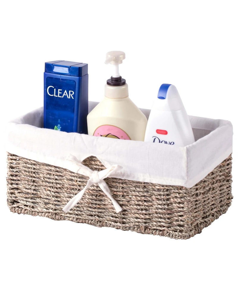 Wickerwise Seagrass Shelf Basket Lined with White Lining