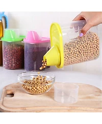 Vintiquewise Small Bpa-Free Plastic Food Saver, Kitchen Food Cereal Storage Containers with Graduated Cap, Set of 3