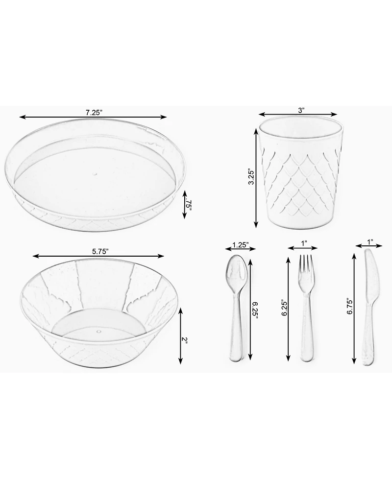 Vintiquewise 24-Piece Kids Dinnerware Set Plastic 4 Plates, 4 Bowls, 4 Cups, 4 Forks, 4 Knives, and 4 Spoons