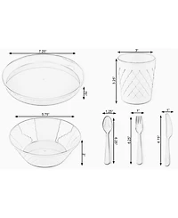 Vintiquewise 24-Piece Kids Dinnerware Set Plastic 4 Plates, 4 Bowls, 4 Cups, 4 Forks, 4 Knives, and 4 Spoons