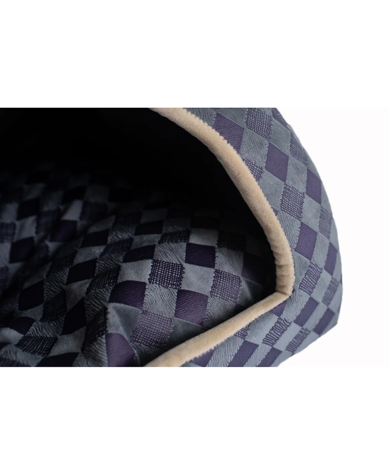 Armarkat Cat Bed C65HHG/Ls For Indoor Cats, Purple Gray Combo Checkered Pattern With Removable Washable Cushioned Pillow