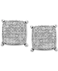 Men's Diamond Cushion Cluster Stud Earrings (1/4 ct. t.w.) in Sterling Silver