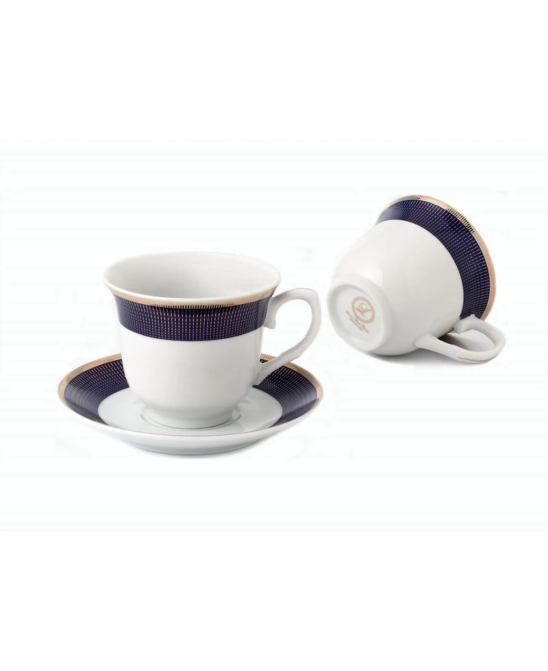 Lorren Home Trends 8 Piece 8oz Tea or Coffee Cup and Saucer Set, Service for 4