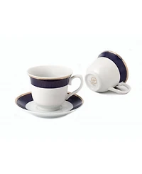 Lorren Home Trends 8 Piece 8oz Tea or Coffee Cup and Saucer Set, Service for 4